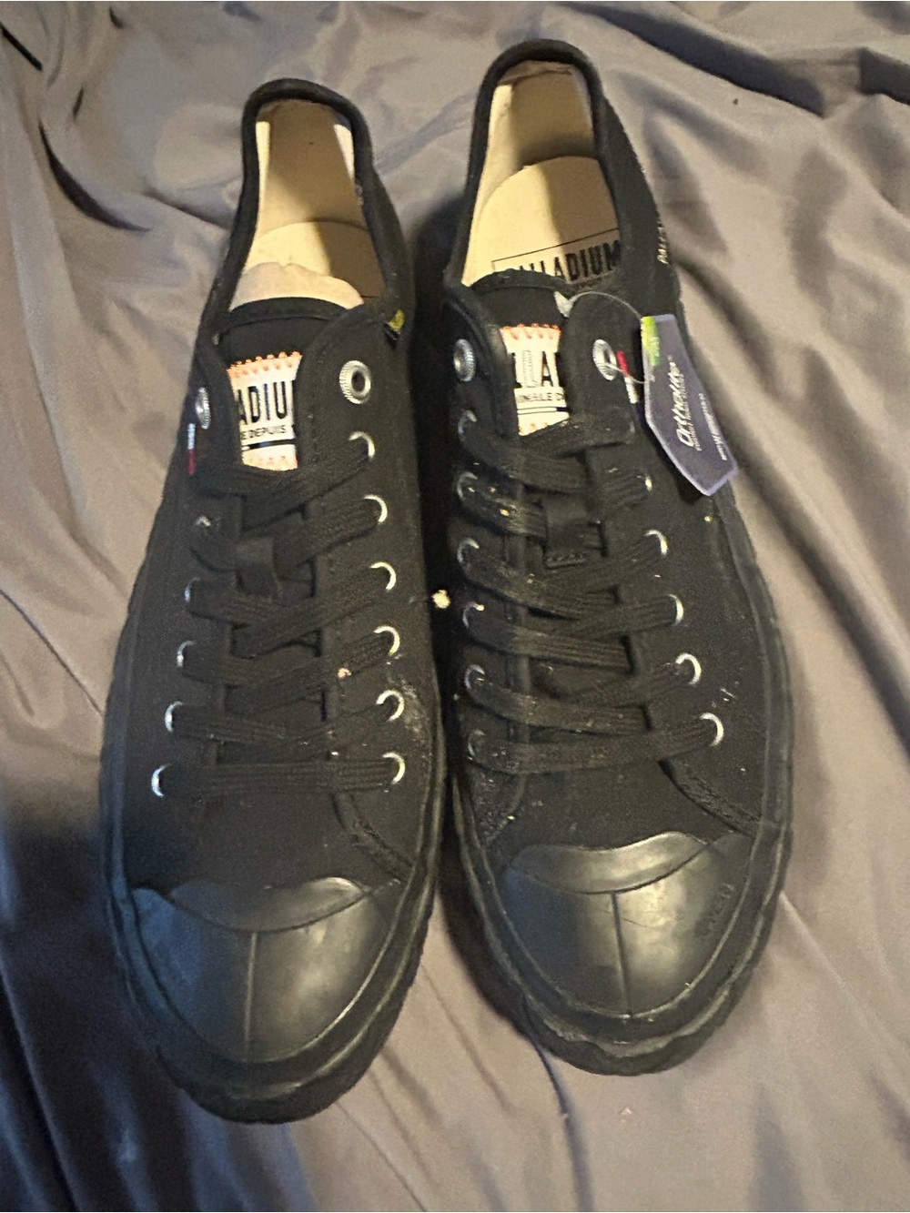 Palladium Black Canvas Low-Top Lace-Up Sneakers